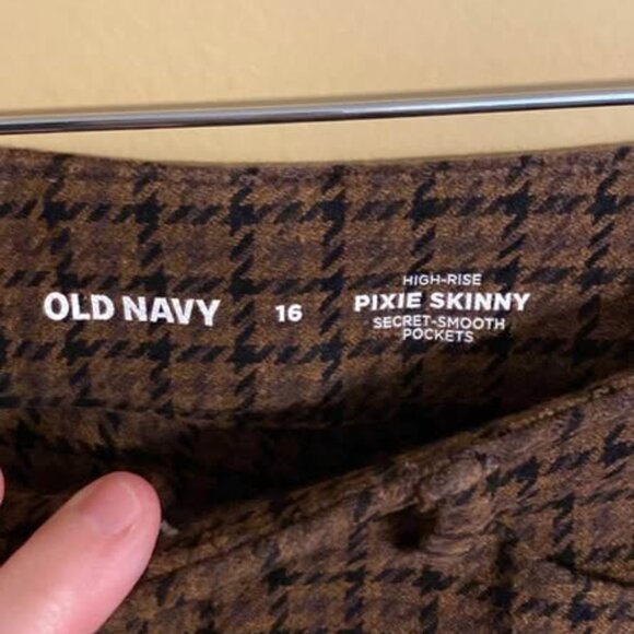 Old Navy Brown Plaid Pixie Pants - Picture 2 of 2